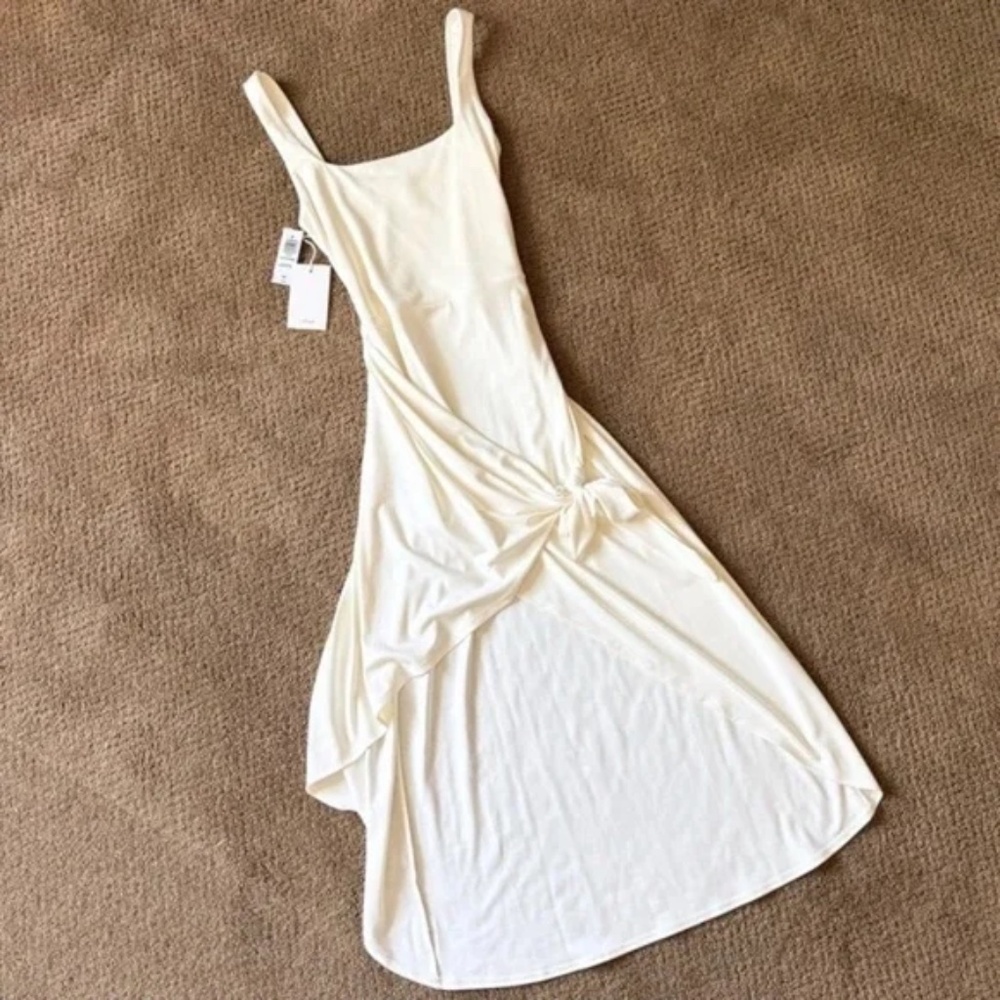 Wilfred Cream Midi Twist-Front Dress